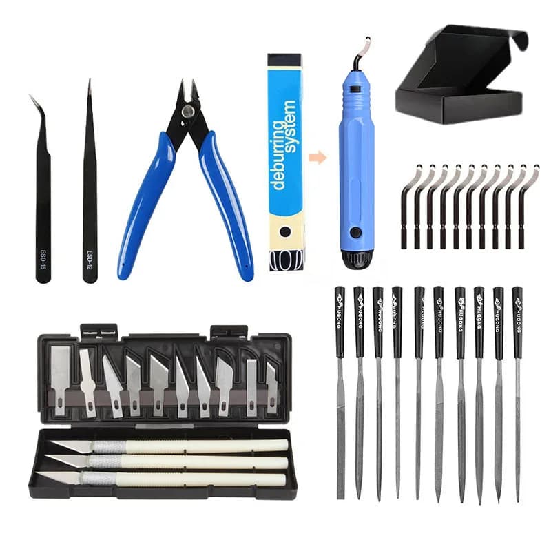 38 Pezzi Kit Utensili per Rettifica Modello 3D Sbavatura Coltello per Incisione Kit Utensili per Intaglio DIY Lima Taglierina Raschietto Utensile per Rifilatura Kit Utensili per Stampa 3D