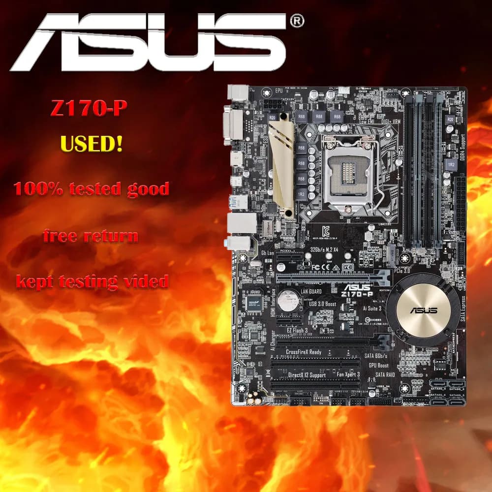Scheda madre desktop Asus Z170-P Z170 Socket LGA 1151 i7 i5 i3 DDR4 64G M.2 SATA3 USB3.0 USB DVI HDMI ATX