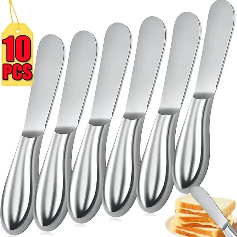 1-10PCS Stainless Steel Butter Knife Portable Cheese Bread Jam Knife Multifunctional Food Knife Kitchen Gadget for Home