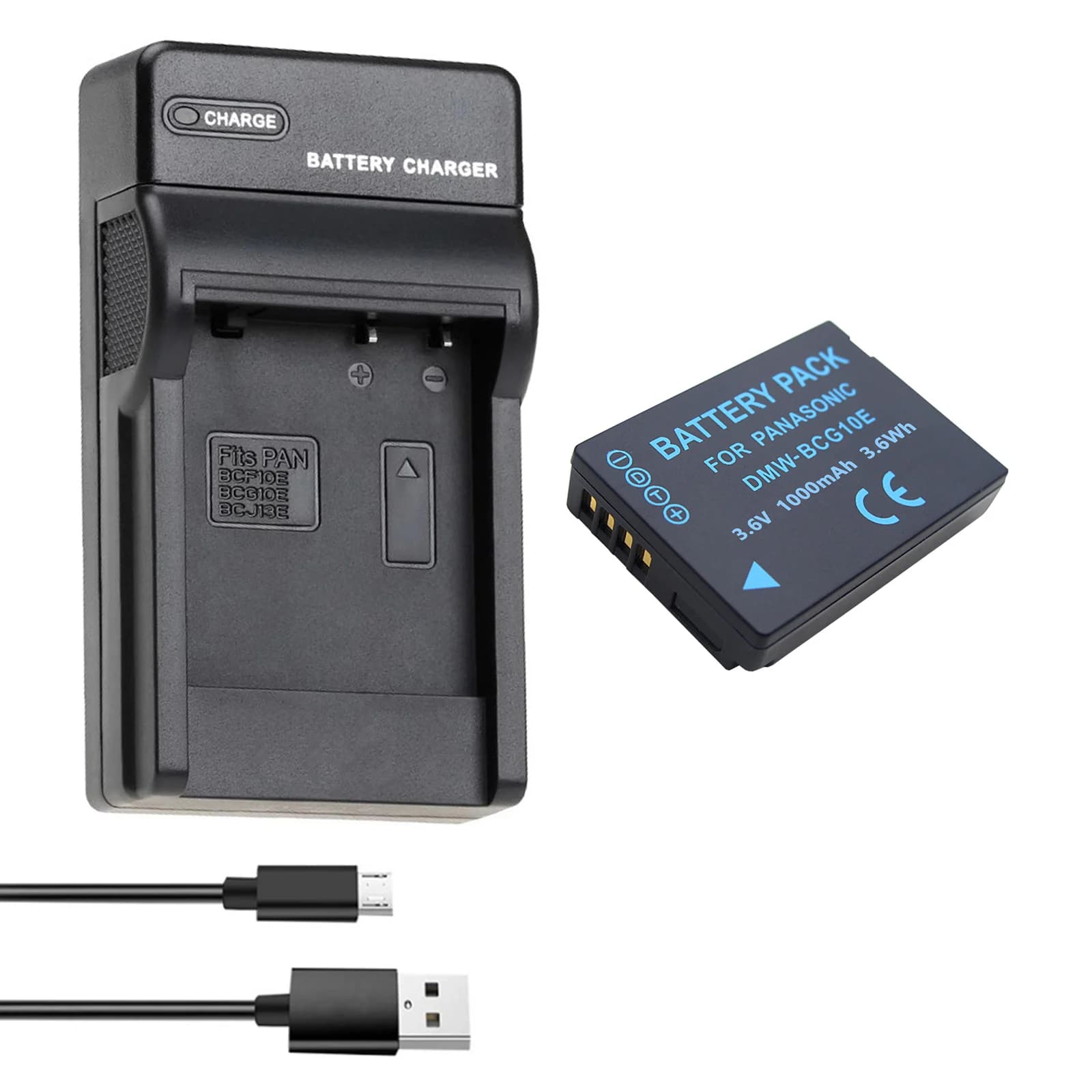 Batteria DMW-BCG10 BCG10 BCG10E + Caricabatterie per Panasonic Lumix DMC-3D1 DMC-TZ7 DMC-TZ8 DMC-TZ10 DMC-TZ18
