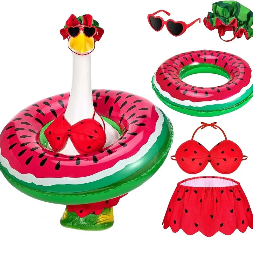 Costume da Oca per Veranda, Set Estivo con Galleggiante da Piscina, Occhialini da Nuoto e Bikini Hawaiano per Esterni