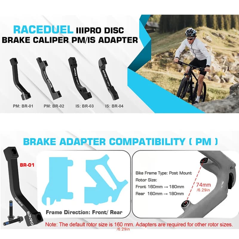 Adattatore per freni a disco per bicicletta IIIPRO, convertitore per freni a disco, adattatore per rotore da 160 mm a 140/180/203 mm, adattatore per pinza freno PM IS.