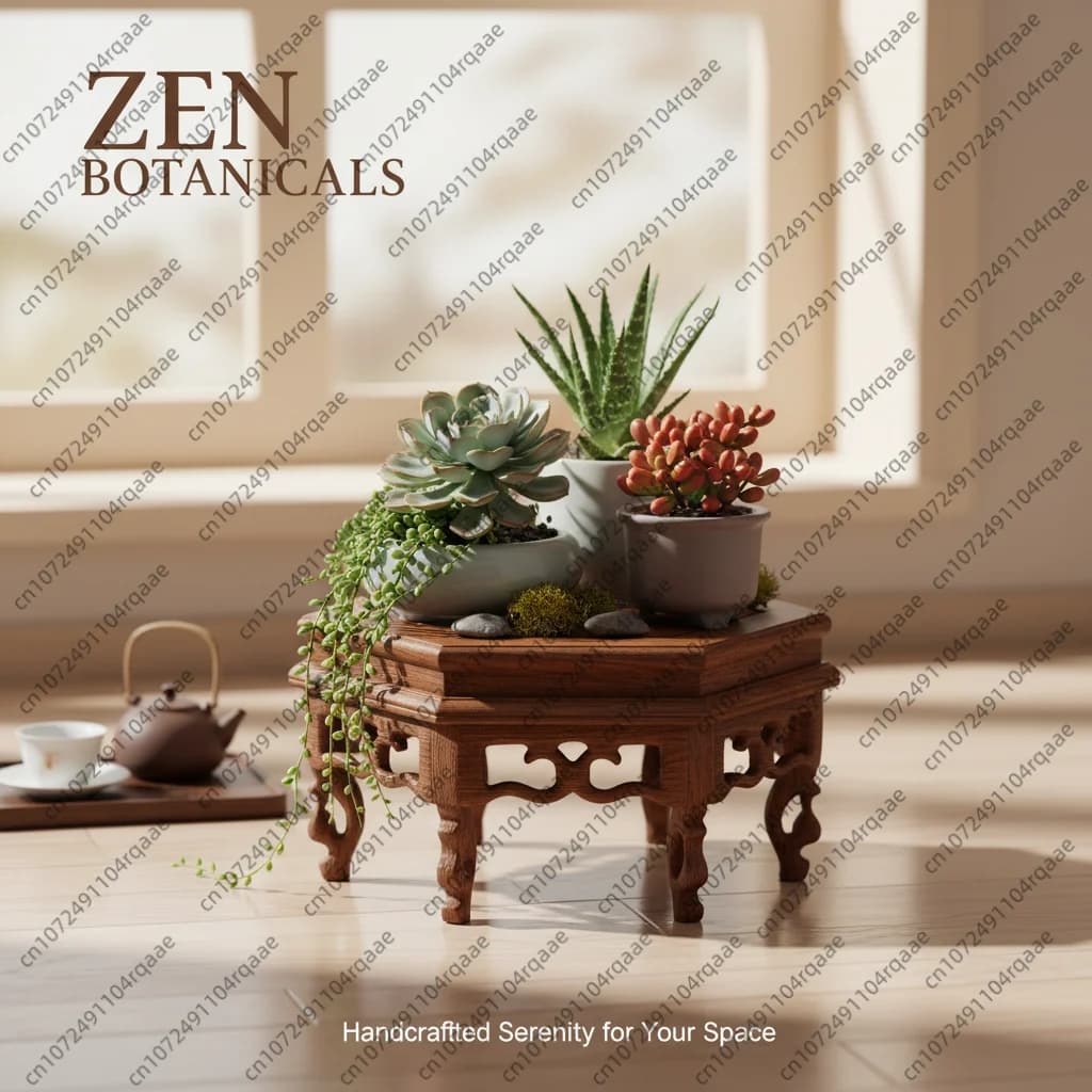 Wooden Hexagonal Plant Stand Flower Pot Display Rack Bonsai Succulent Holder Indoor Outdoor Garden Office Decor Shelf