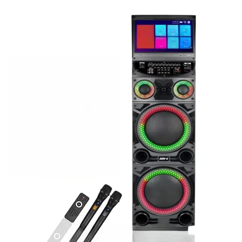 Sistema portatile di macchine per karaoke intelligenti con doppio altoparlante wireless a tromba da 12 pollici e touch screen da 15,4 pollici per altoparlanti per feste