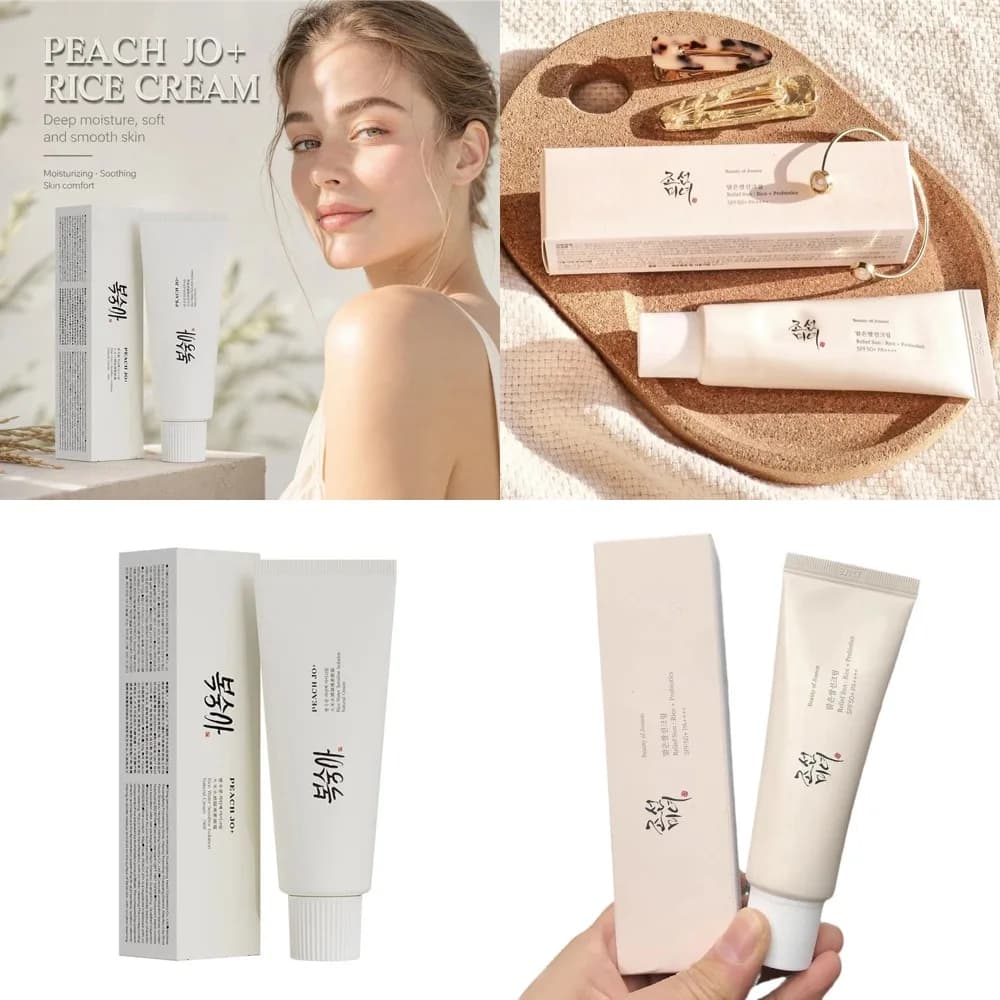 Korean Rice Extract Sunscreen Cream SPF50+ – Hydrating Moisturizing Tone-Up Primer, Lightweight Concealer, Even Skin Tone 1/2/3p