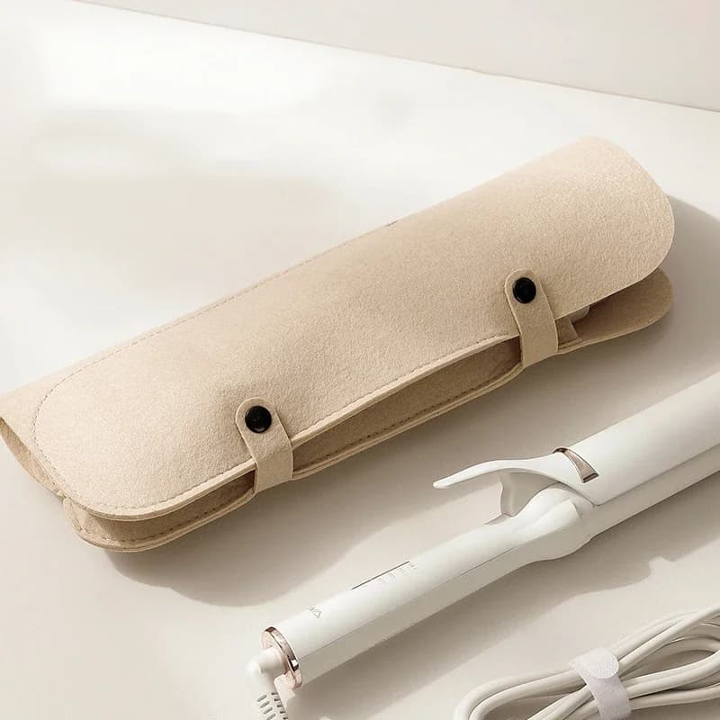 Borsa Porta Ferro Arricciacapelli in Feltro, Custodia Portatile Resistente al Calore per Ferro Arricciacapelli, Tappetino Isolante per Ferro Arricciacapelli