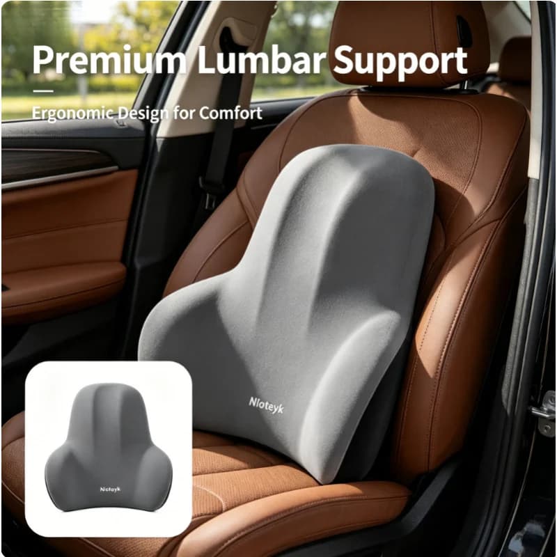 2 Cuscini Ergonomici per Supporto Lombare Auto in Memory Foam a Lento Ritorno, Antiscivolo e Lavabili, per Sedile Conducente e Sollievo dal Dolore
