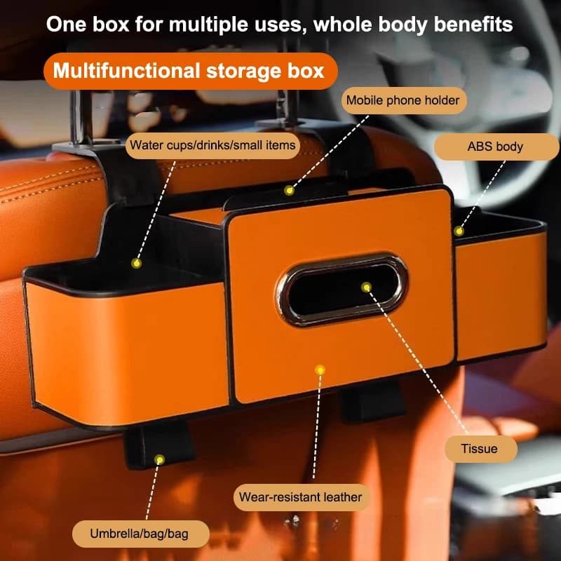 Car Backseat Hanging Seat Hook Storage Cup Holder Universal Car Interior Multifunctional 4-in-1 Storage Box