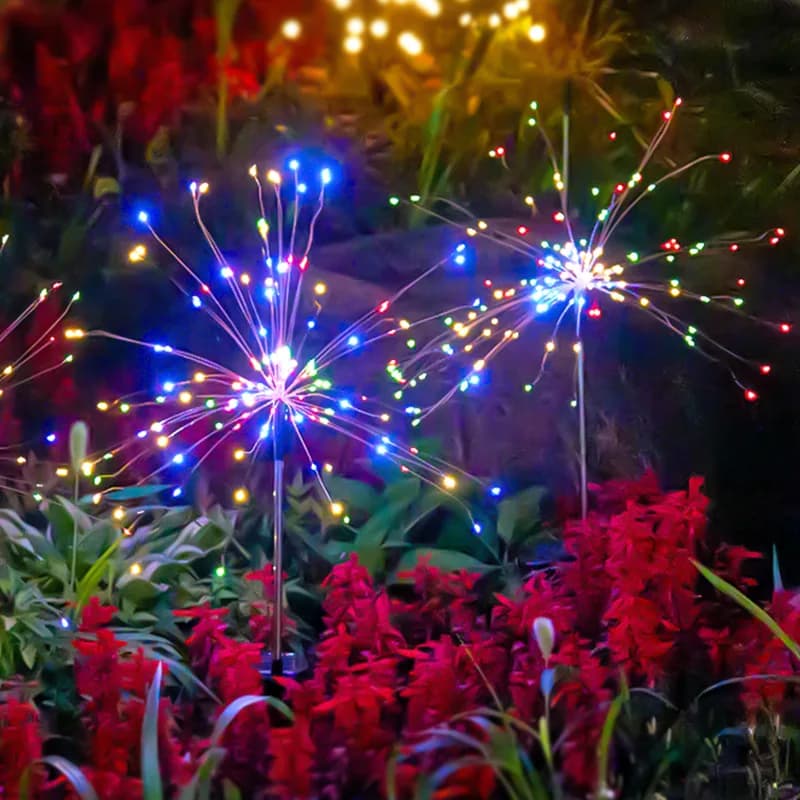 Luci Solari a Forma di Fuochi d'Artificio, Lampade Impermeabili IP65 a Forma di Dente di Leone, Decorazione da Giardino per Illuminazione di Cortili, Sentieri e Prati
