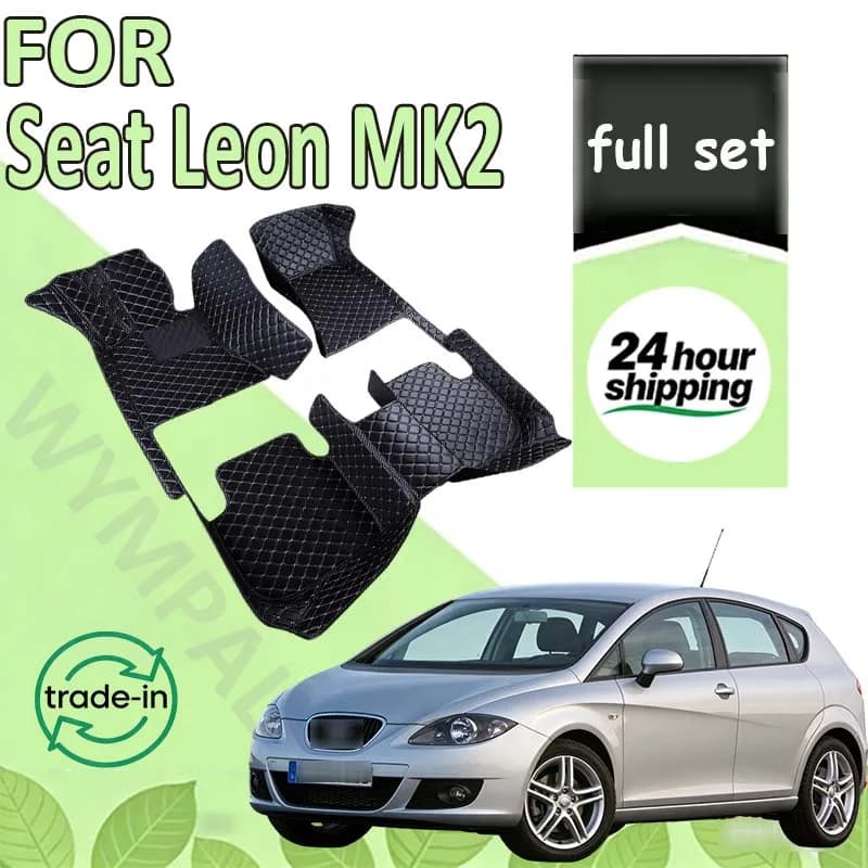 "Tappetini per Auto automobilistici personalizzati per Seat Leon MK2 2006 2007 2008 2009 2010 Auto Luxury Leather uomo donna tappetini per Auto Full Coverag