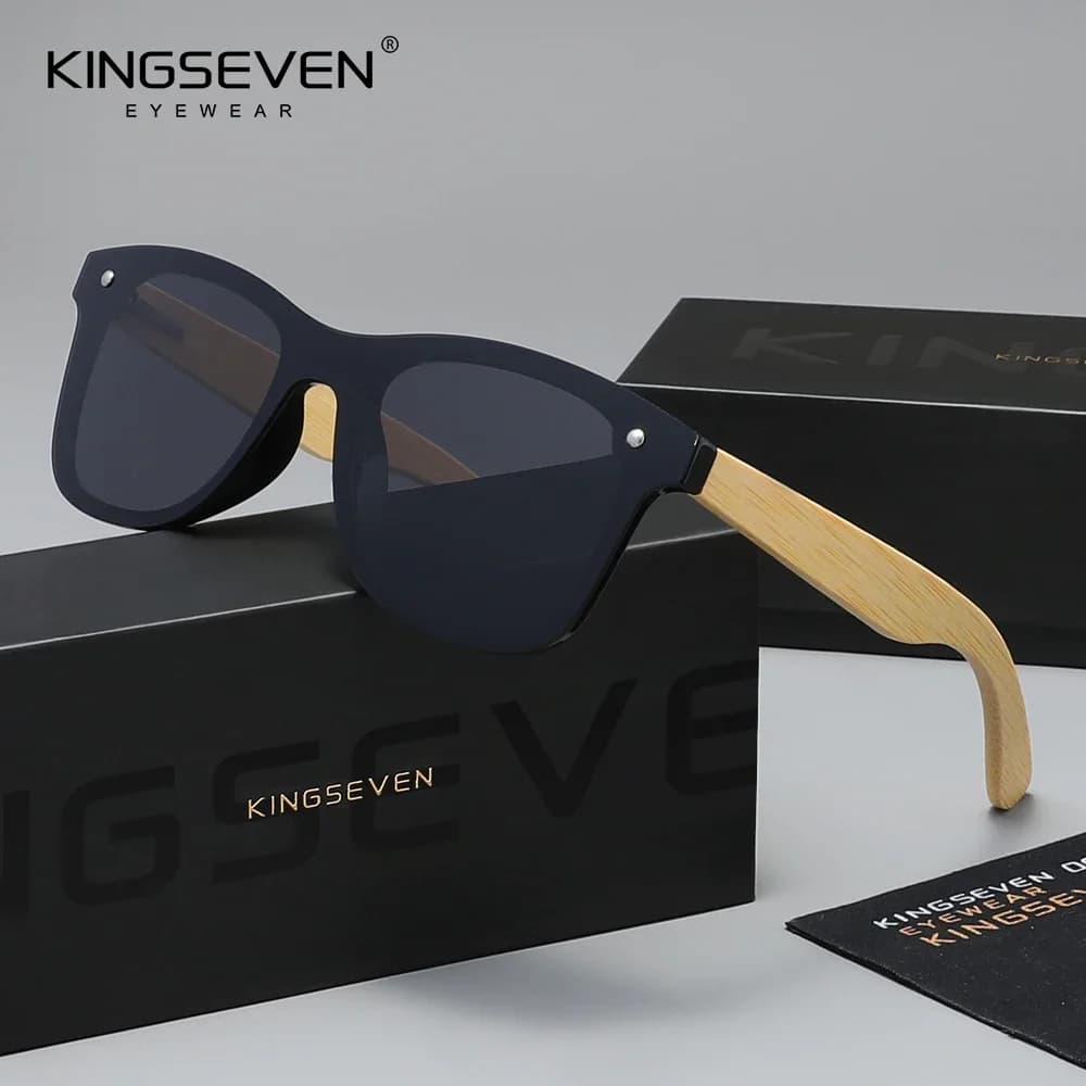 KINGSEVEN Luxury Retro Bamboo Frame Sunglasses Unisex Polarized UV400 Shades Glasses For Outdoor Driving Sports Eyewear