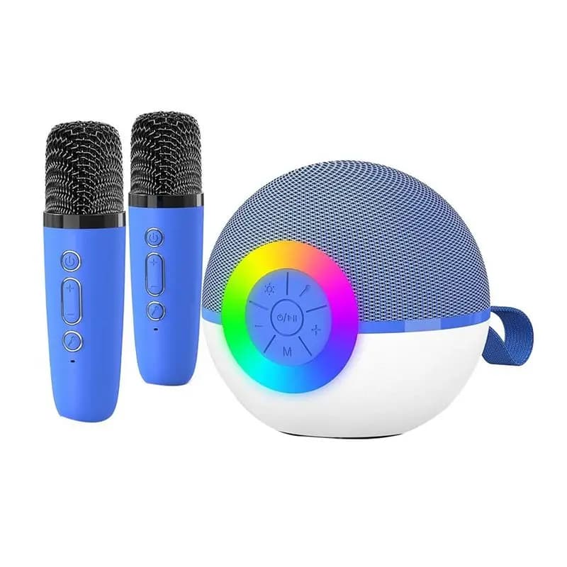 ABKN-Mini macchina per karaoke con 2 microfoni, microfono Bluetooth portatile con luce LED, regalo di compleanno di Natale per bambini