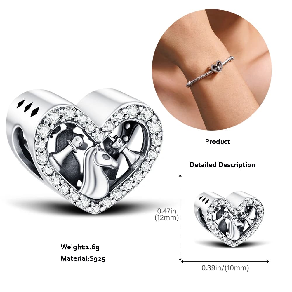 Ciondolo in argento sterling 925 con perline di scacchi, regina cavaliere, gioielli con perline, fai un braccialetto originale, gioielli di moda da donna, regalo di festa