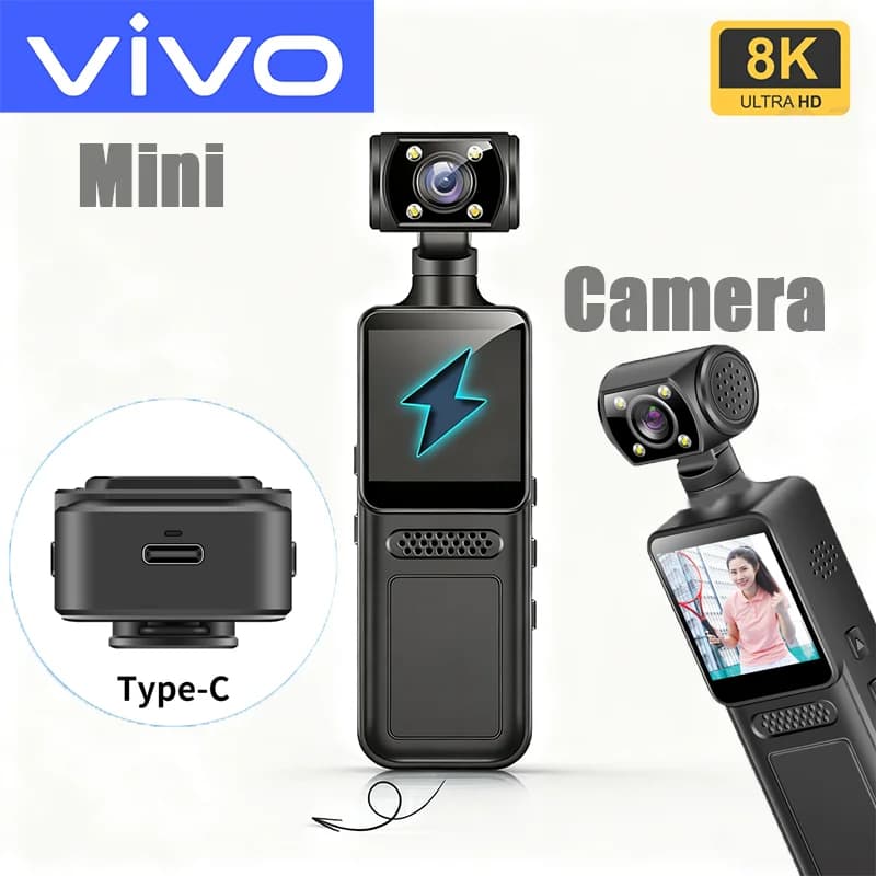 VIVO Videocamera Tascabile 8K HD 180° ° Mini Telecamera Portatile Rotante Indossabile con Visione Notturna per Sport all'Aperto 2026 Nuova