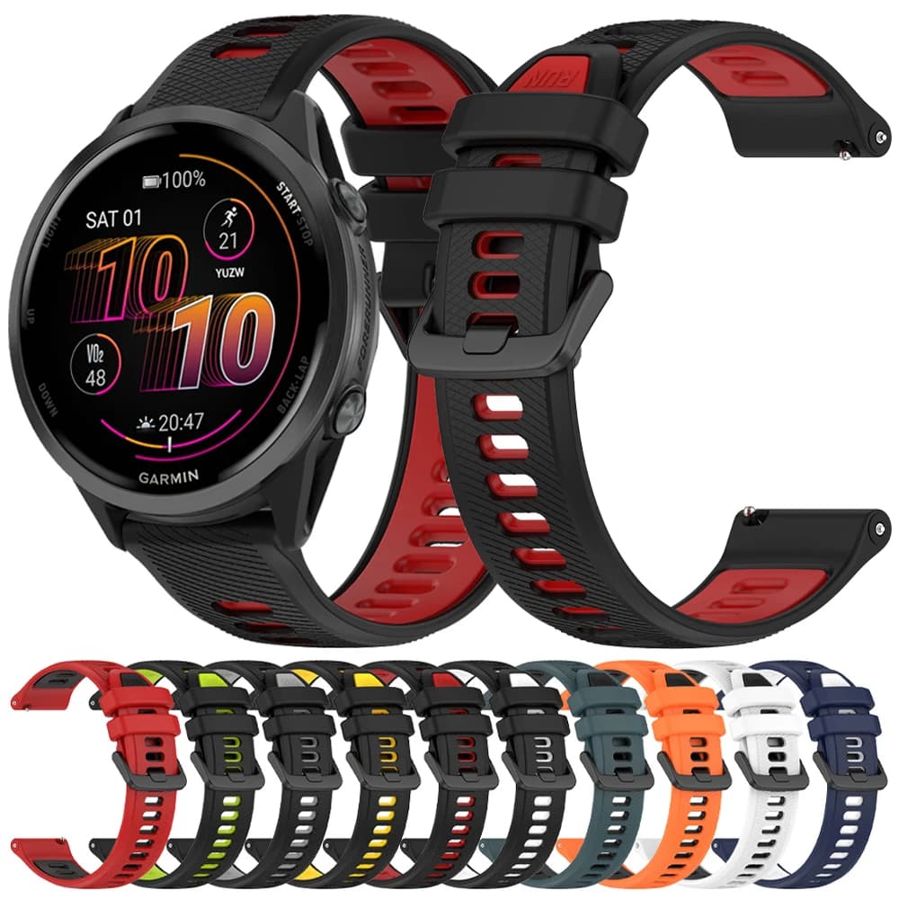 20mm 22mm Sport RUN Band for Garmin Venu 4 3 2 Forerunner 165 570 265 245 255 Musical Silicone Strap for Vivoactive 6 5 4 Bracelet