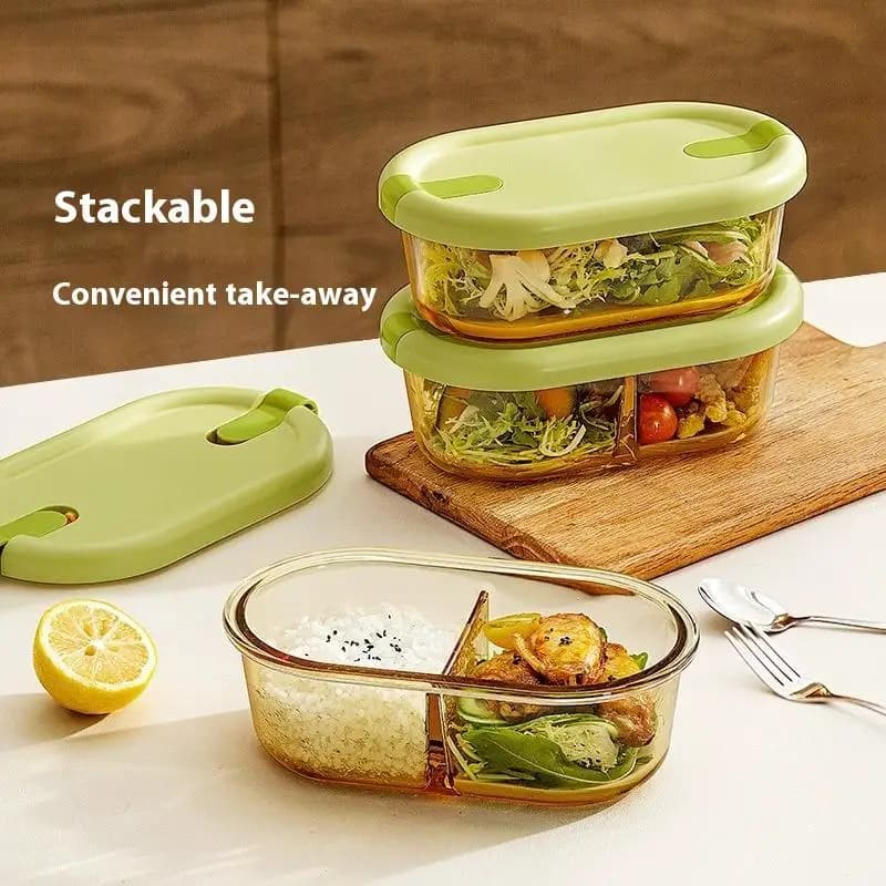 Contenitori per alimenti in vetro da 1 pezzo Bento Box - Contenitore per il pranzo sicuro per microonde e congelatore con coperchi ermetici per ufficio/scuola