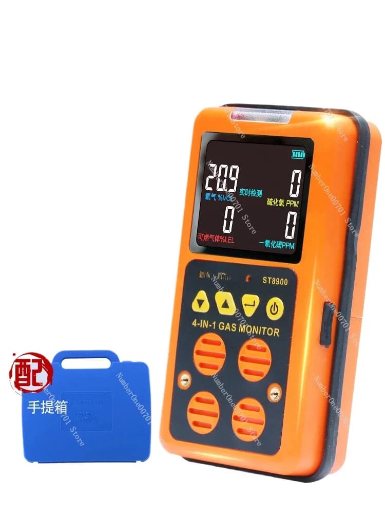 Rilevatore di Gas Portatile: Allarme per Gas Tossici e Nocivi, Combustibili, Idrogeno Solforato, Monossido di Carbonio, Ossigeno