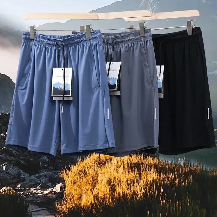 Pantaloncini Corti da Uomo in Tessuto Seta Ghiaccio, Casual, Sportivi, da Esterno, Comodi, Elastici, a Cinque Punti, alla Moda Estiva Urbana