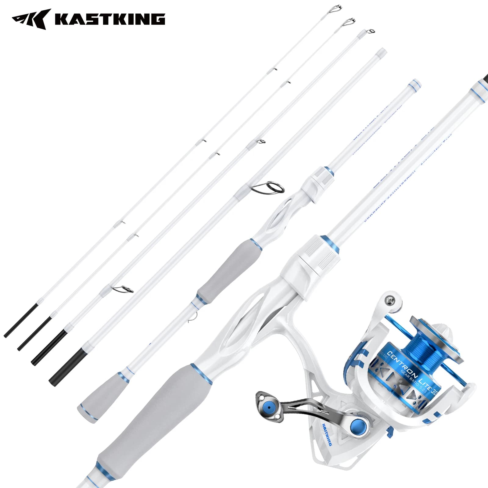 KastKing Centron Lite Combo da Pesca da Viaggio, Canna e Mulinello Pieghevoli, Combo Spinning Leggero in Grafite IM6, Kit Multi-Pezzo