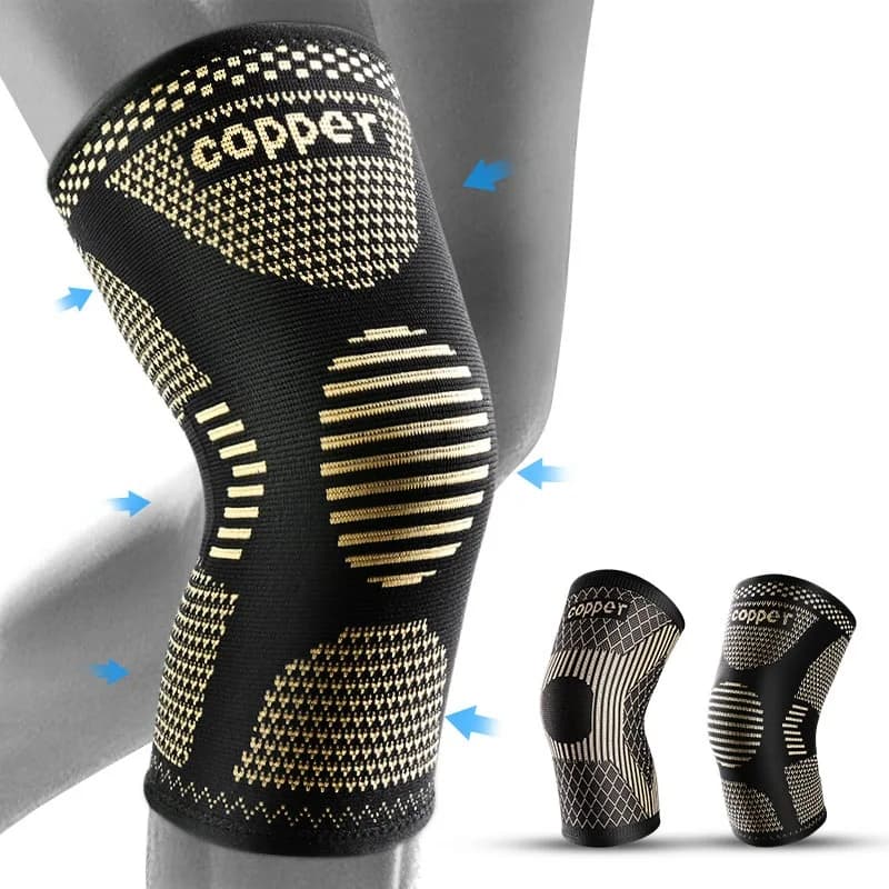 1 pz ginocchiera in rame compressione sport nylon supporto per ginocchio per uomo donna lesioni artrite sollievo dal dolore manica protettiva per ginocchio