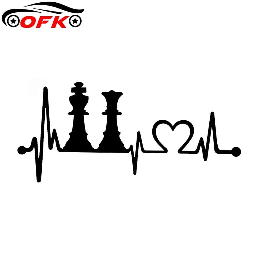Creative King Queen Chess Set Heartbeat Lifeline Car Sticker Fashion PVC Body Window Decoration protezione solare decalcomanie impermeabili.