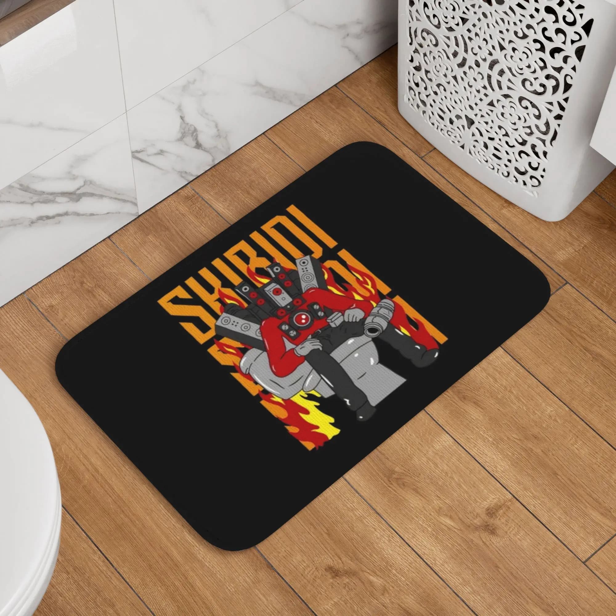 Tappetino Personalizzato Titan Speakerman Skibidi Toilet Antiscivolo per Cucina, Bagno e Toilette 40*60cm
