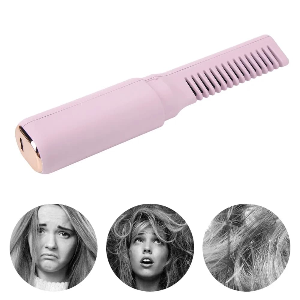 Mini Hair Plate with Adjustable Temperature, Anti-Scoating, Type-C Charging, Wireless Led Combs