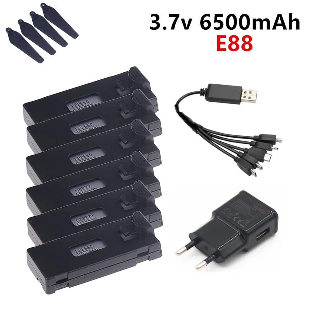 Batteria Lipo 3.7V 6500mAh per E88 E88PRO E525 E99 P1 K3 P10 A13 S98 RC Quadcopter Drone Parti 3.7V E88 batterie ricaricabili