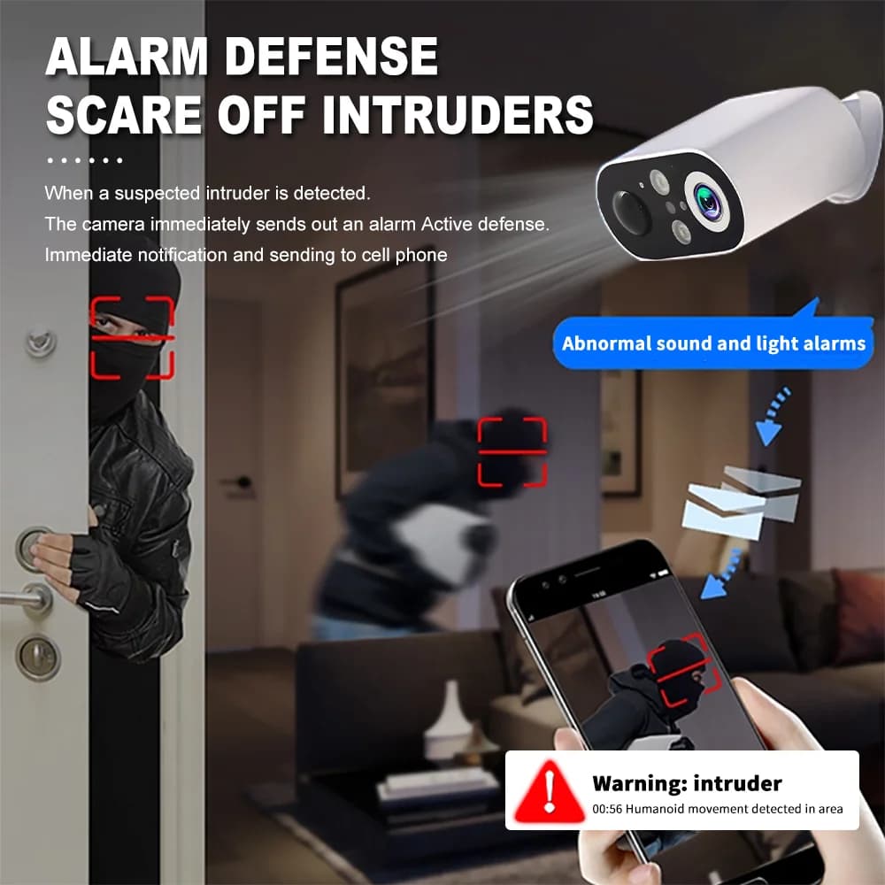 3MP 1296P V360Pro APP Full Color Solar Power 4G/WIFI IP Telecamera bullet AI Rilevazione umanoide Sicurezza domestica CCTV Baby Monitor