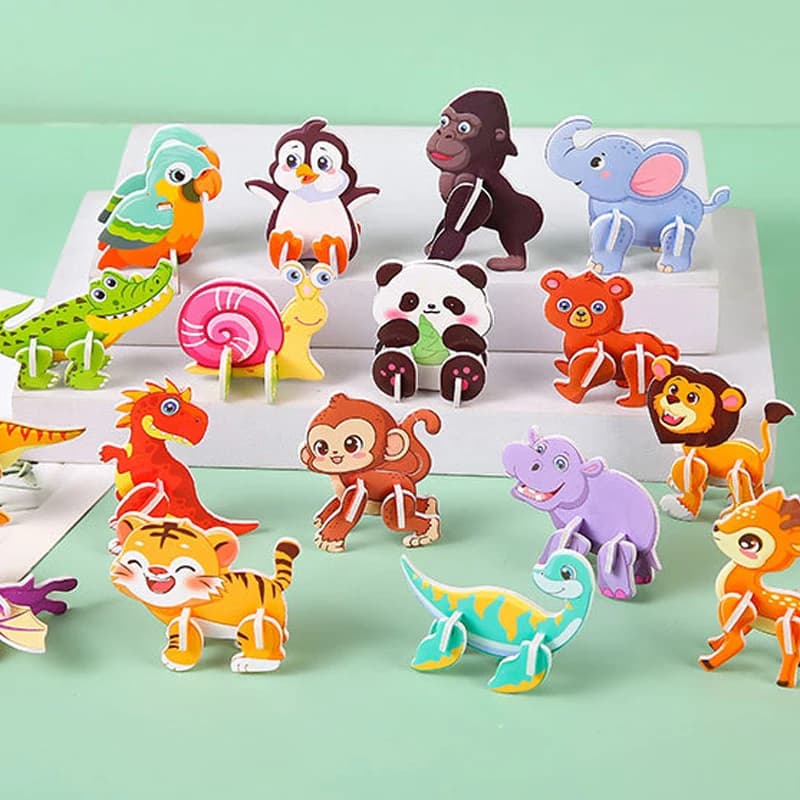 30 pezzi 3D Cartoon Puzzle Animale Aereo Puzzle educativi Giocattoli per bambini Bomboniere per feste di compleanno Premi in classe Riempitore per sacchetti regalo