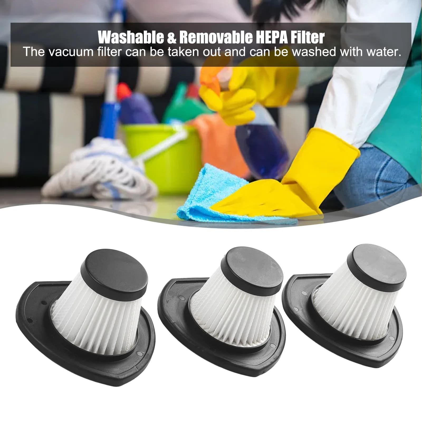 3 pezzi di ricambio per filtro per aspirapolvere senza fili per auto portatile R-6053 elemento filtrante accessorio per la pulizia della casa