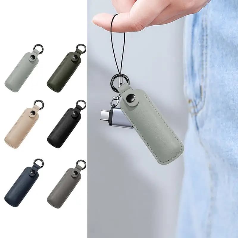 Custodia per disco U in pelle PU Porta portachiavi Porta unità flash USB Custodia portachiavi anti-perdita Custodia protettiva per pendrive Impermeabile