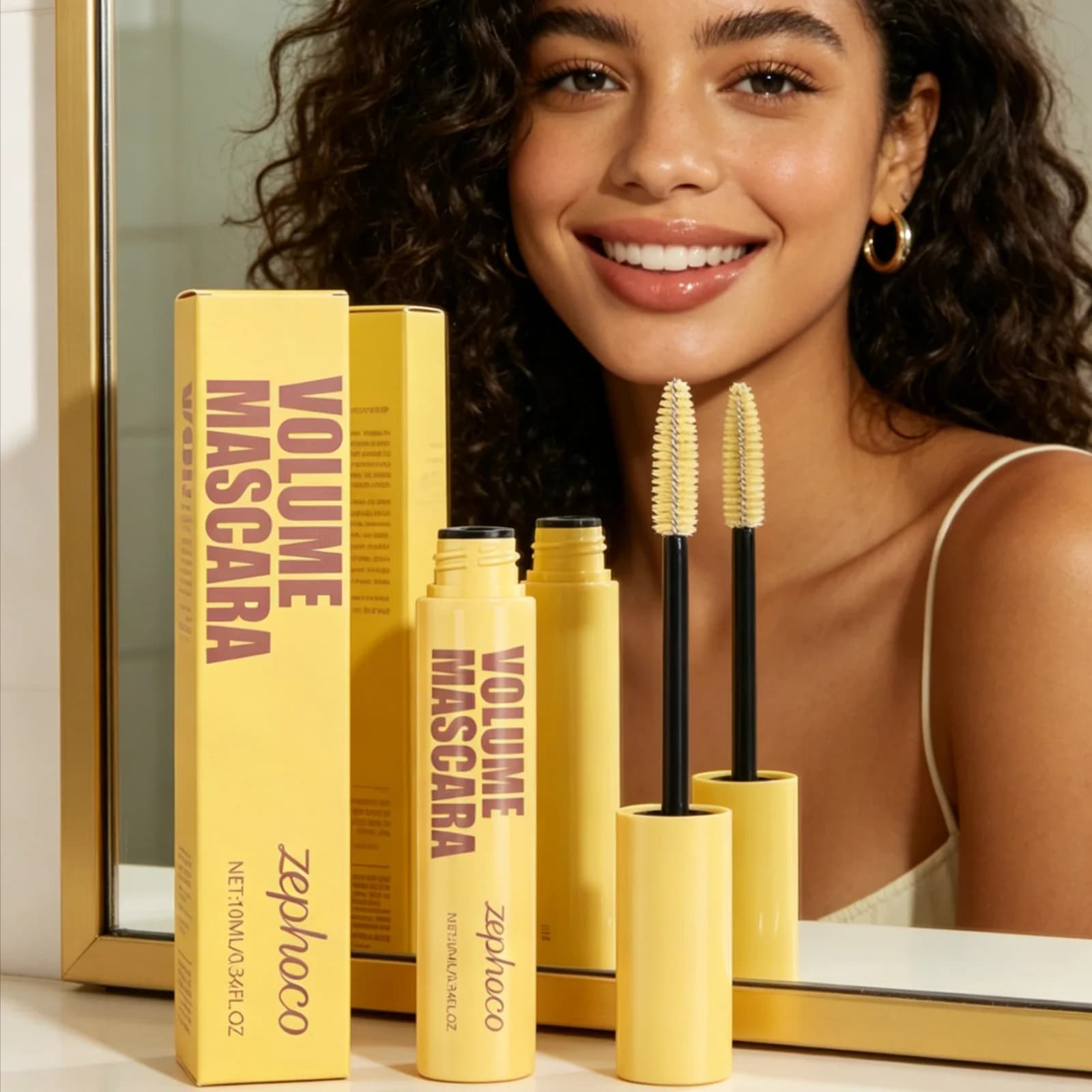 Zephoco Volumizing Mascara with Fine Brush, Uniform Application, Long Duration, Length, Lightweight Texture, Fast Drying, Waterproof