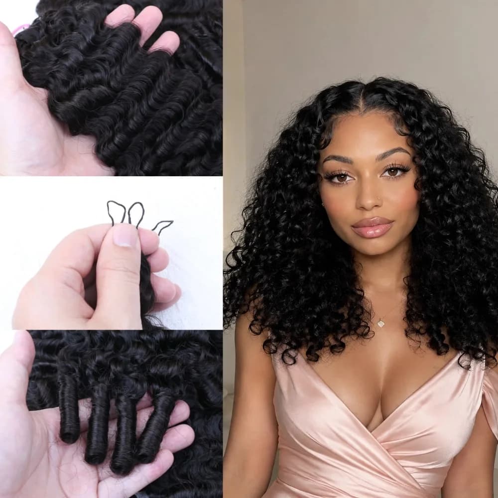 Burmese Curly Feather Crochet Hair Knotless 100% Human Hair Pre-Separated Human Hair Bundles Pre-looped Twist Braiding Miracle Knots Crochet Braids Light Weight Brazilian Hair Extensions