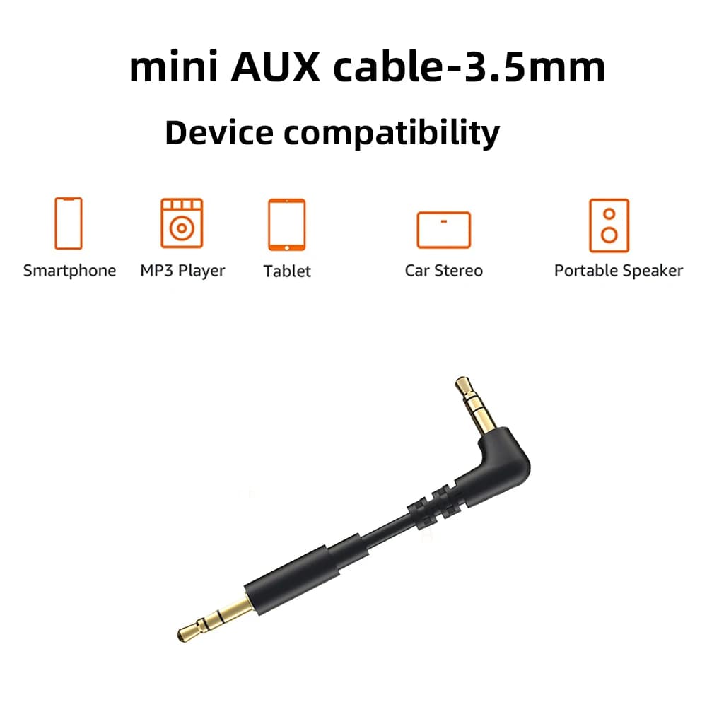 Mini cavo audio jack da 3,5 mm adattatore di ingresso audio ad angolo retto da 90 gradi cavo ausiliario compatibile con altoparlanti audio per auto