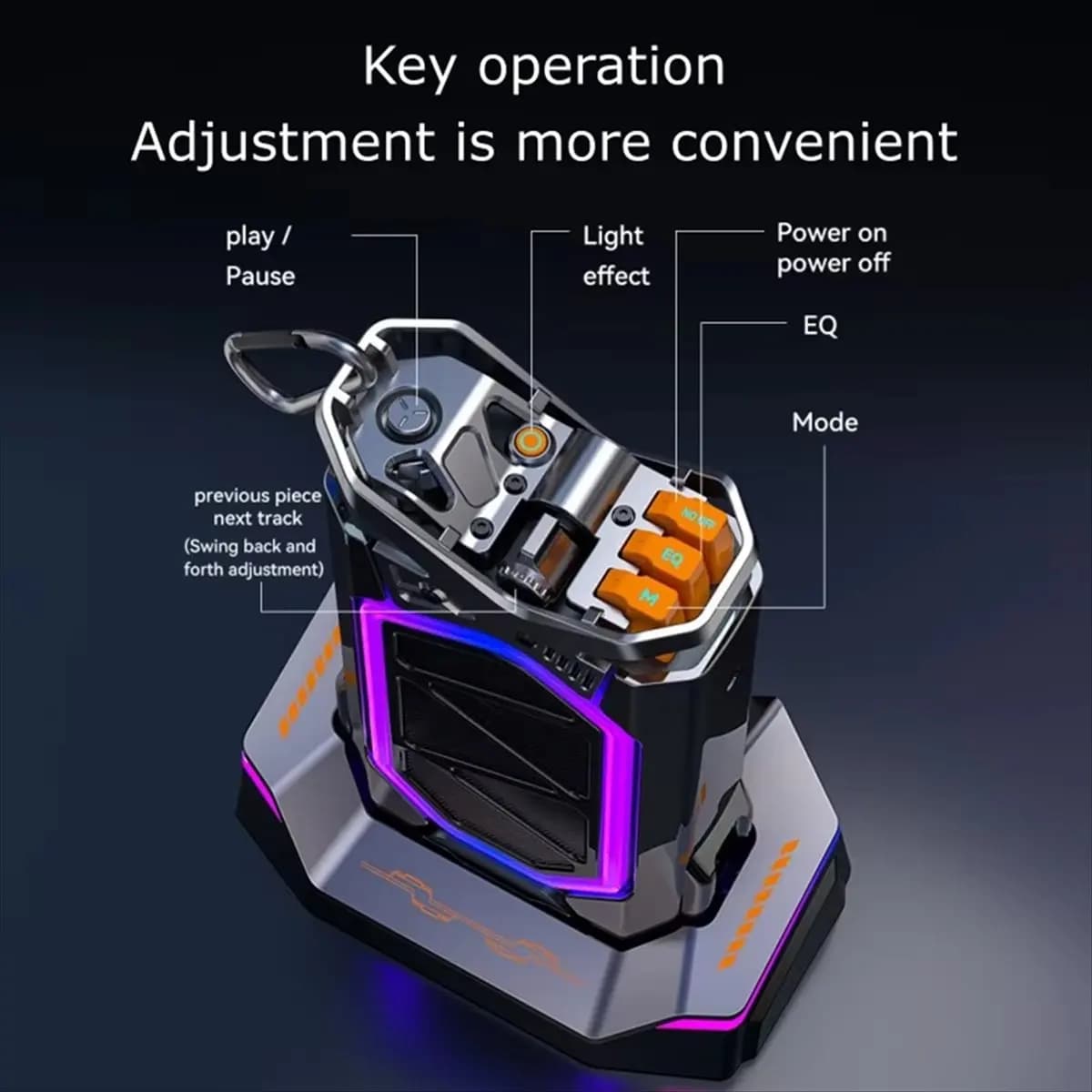 (BOFF) Altoparlante Audio Bluetooth 5.3 Portatile da Scrivania, Macchina per Karaoke Cyberpunk Meccanica, Subwoofer Boombox con Microfono