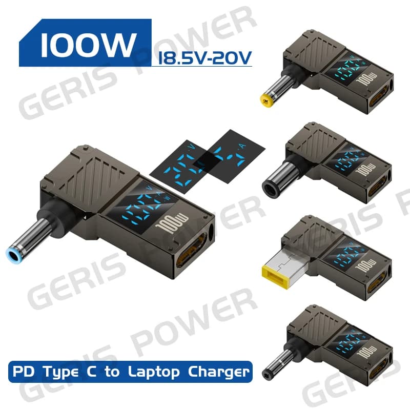 ​ Convertitore da USB-C a DC PD100W, Adattatore di Ricarica per Laptop, Connettore di Alimentazione per Lenovo, Asus, HP, Dell, Samsung
