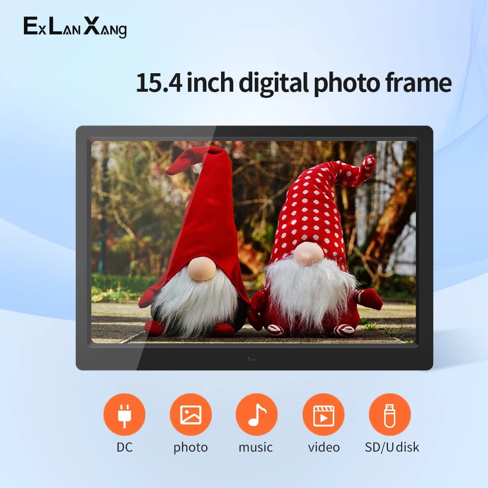15.4 pollici HD Picture lettore multimediale MP3 MP4 sveglia per cornice digitale regalo