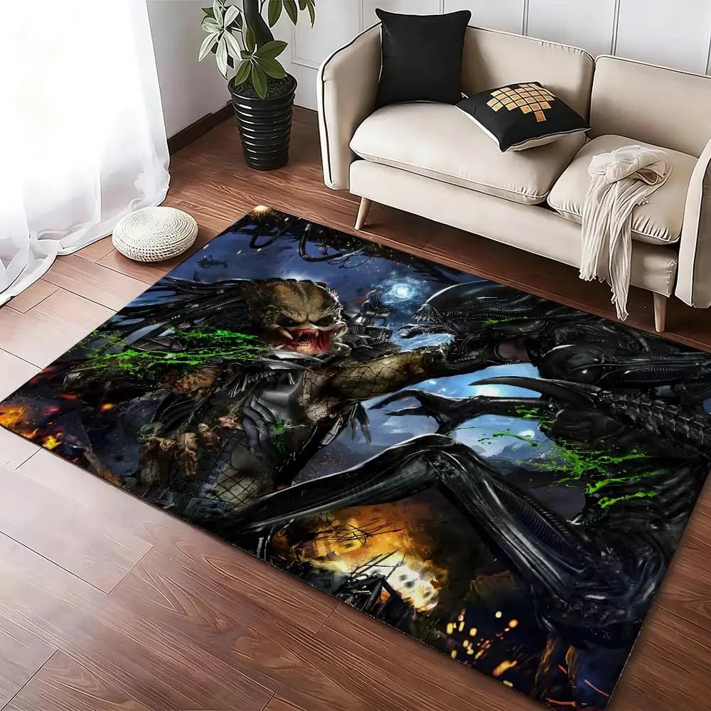 Predators Sci-Fi Movie Fans Floor Mat Soft Thickened Absorbent Non-Slip Bedroom Living Room Door Mat Home Decor Flannel Rugs