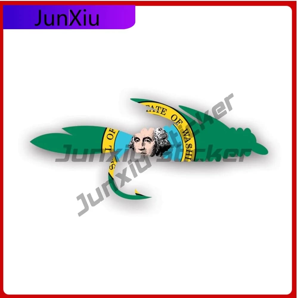 Vinyl Car Sticker with Washington fly fishing flies, creative decal for fishing gear, flies, fishing rods and fishermen