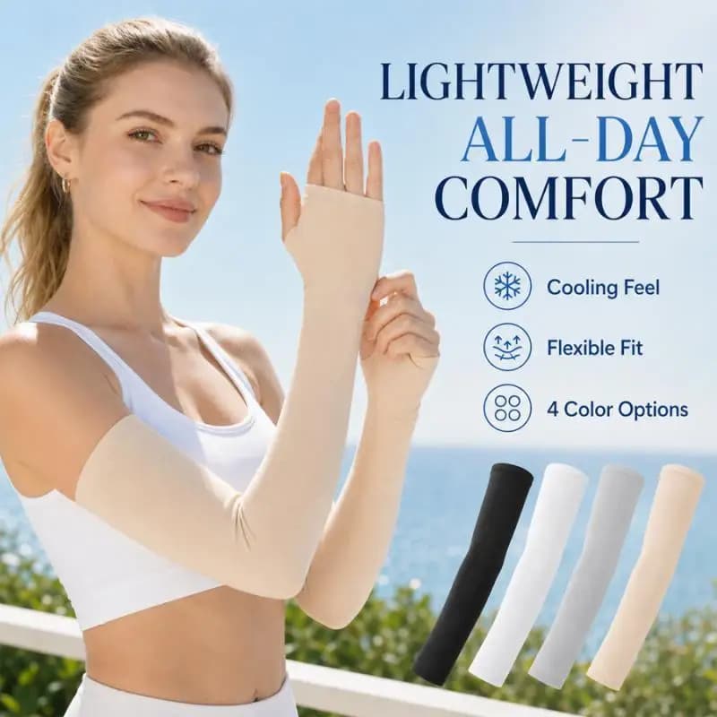 Cooling Arm Sleeves - Lightweight Stretch 4 Colors Full-Length UV Protection Breathable & Flexible for Outdoor Sports