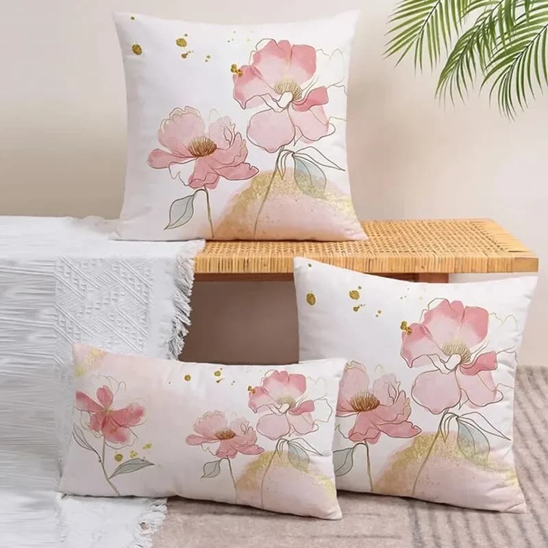 1pc Floral Print Cushion Cover Without Filler, Modern Throw Pillow Case For Sofa Home Decor Party Decoration 17.7in Spring Decor