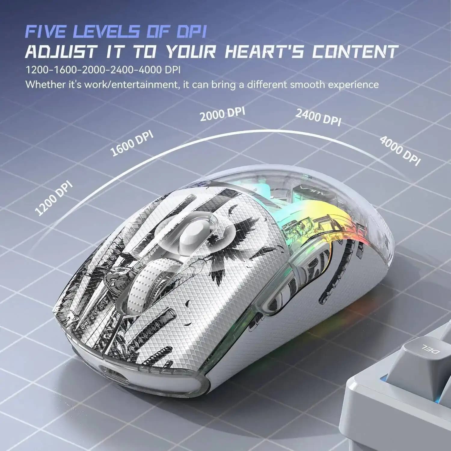 RGB Light Magnetic Rechargeable Wireless Gaming Mouse BT+2.4Ghz+Wired Tri-model Optical Ergonomic Mice with Anti-Slip Stickers
