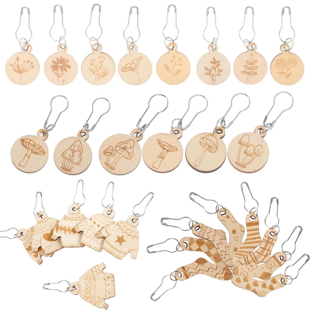 4 tipi di pennarelli per maglieria in legno fiore rotondo per kit di pennarelli artigianali fai da te clip ad ago ganci in metallo creazione fai da te strumenti per maglieria