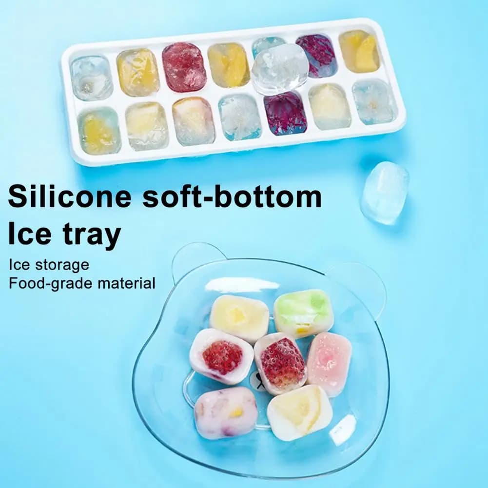 Stampo per Ghiaccio Impilabile in Silicone con Coperchio Antigoccia, Facile da Rilasciare, Antiaderente, Lavabile in Lavastoviglie, per Congelatore