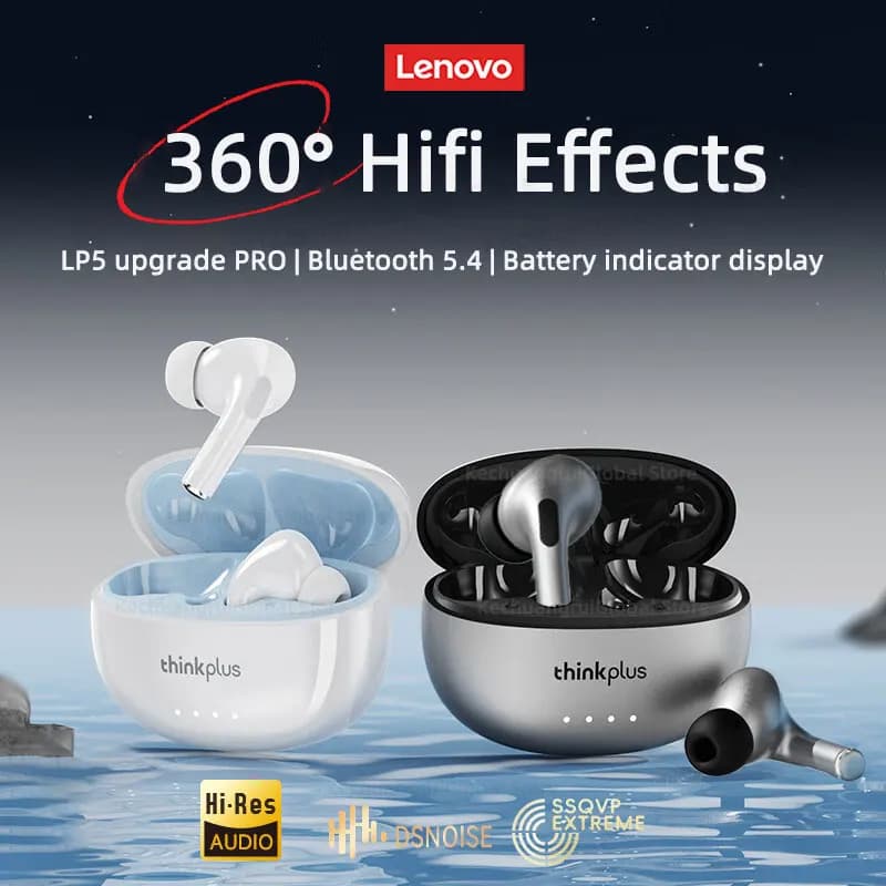 Lenovo LP5 PRO Bluetooth 5.4 Wireless Headphones TWS HiFi Sound LP5Pro Gaming Headphones Standby Long Touch Control