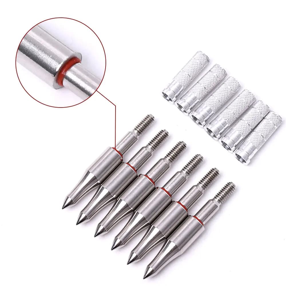 Punta di Freccia in Acciaio Inox da 3/6 Pezzi per Aste di Freccia ID6.2/OD7.6mm 7.9mm, 75 100 125 150 200 250 300 Grani, Punta per Caccia