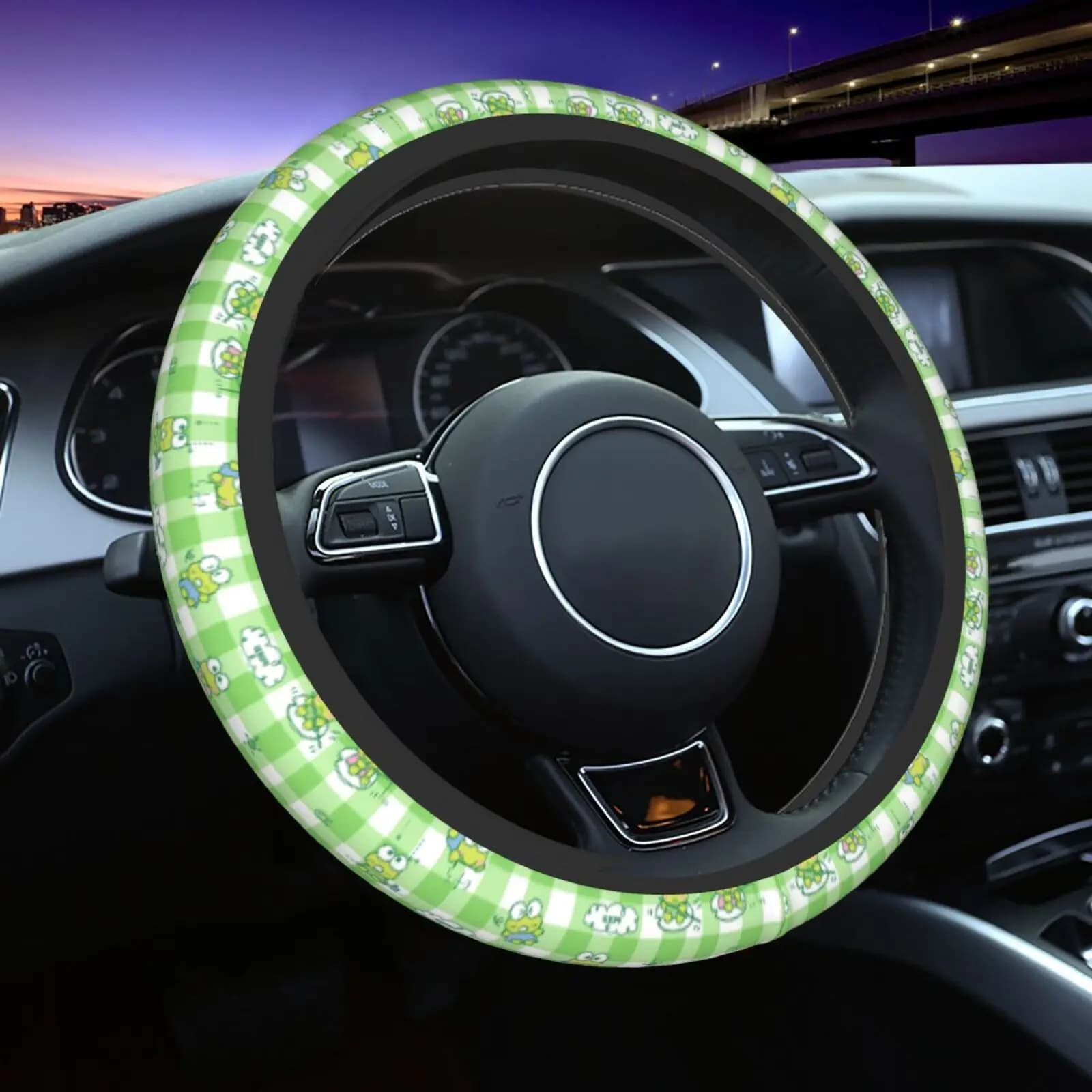 Coprivolante verde rana dagli occhi grandi parti di automobili universale 15 pollici in gomma cloroprene traspirante antiscivolo