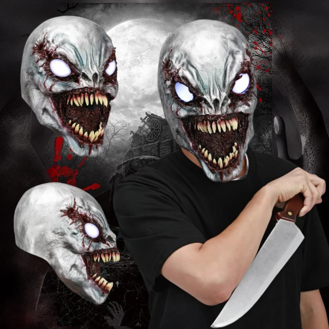 Film 2024 New Venom Led Mask Helmet Mask Latex Halloween guanti Cosplay Funny Masquerade puntelli Costume puntelli regalo per feste bambini