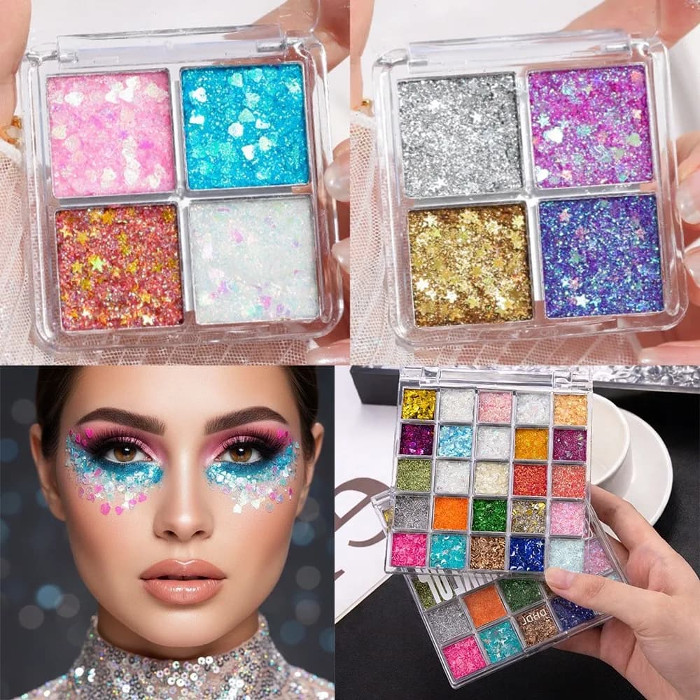 Palette Glitter Multicolored Umbrellas, Glitter with Seillettes, Glittered Umbrella Lucido, Perlato Effetto Sirena